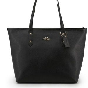 COACH BLACK LEATHER CITY ZIP TOTE NWT!!!!